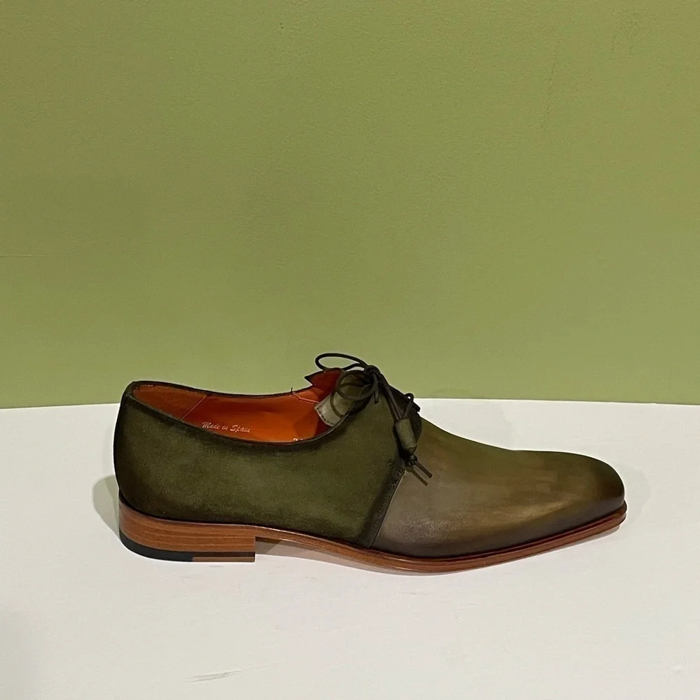 Mezlan shoes Oxford olive leather calf/suede